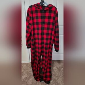 Just Love Red and Black Buffalo Plaid Pajama Onesie